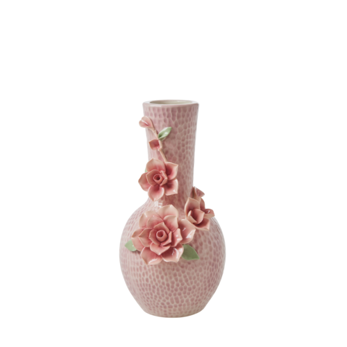 Rice Aardewerk vaas Flower sculpture pink small