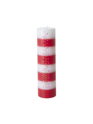 Rice Kaars striped Advent white/red + gold numbers - 76 uur