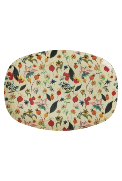 Melamine ovaal bord Winter Rosebuds