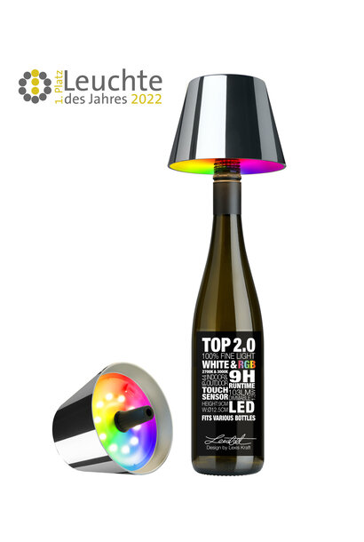 TOP 2.0 led RGBW flessen lamp chrome silver