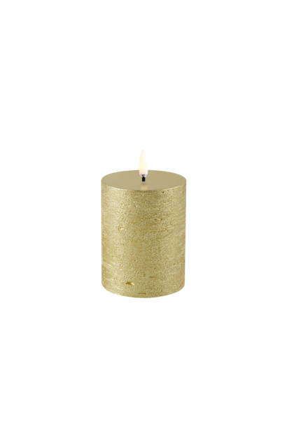 LED Rustic Stomp kaars metallic gold 7,8x10cm