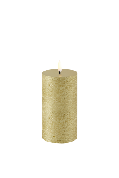 LED Rustic Stomp kaars metallic gold 7,8x15cm