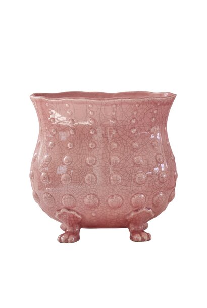 Aardewerk bloempot met voetjes xl soft pink