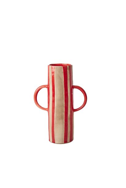 Aardewerk vaas Red stripes