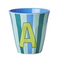 Melamine cup letter A Stripes multicolor blue multicolor blue medium