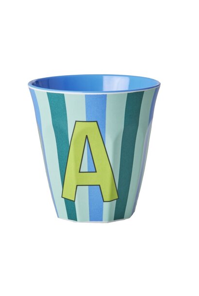 Melamin Tasse Buchstabe A Stripes multicolor blue multicolor blue medium