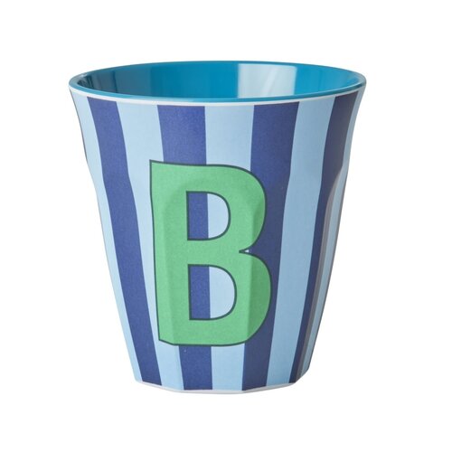 Rice Melamine beker letter B Stripes multicolor blue medium