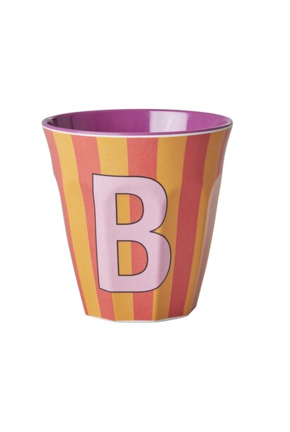 Melamin Tasse Buchstabe B Stripes multicolor pink medium