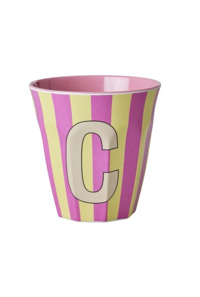 Melamin Tasse Buchstabe C Stripes multicolor pink medium