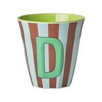 Melamin Tasse Buchstabe D Stripes multicolor blue medium