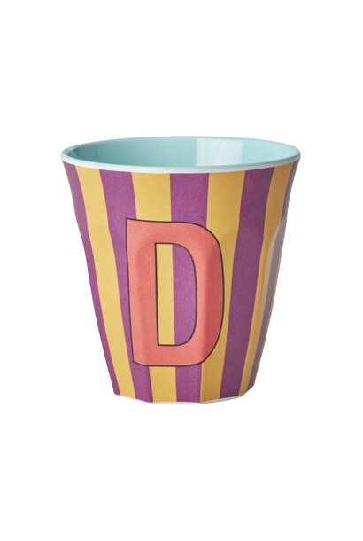 Melamin Tasse mit Buchstabe D Stripes multicolor pink medium