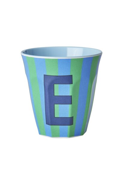 Melamin Tasse Buchstabe E Stripes multicolor blue medium