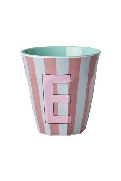 Melamin Tasse Buchstabe E Stripes multicolor pink medium