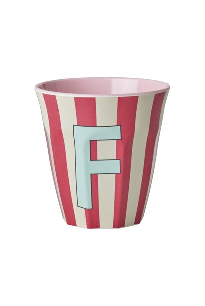 Melamin Tasse Buchstabe F Stripes multicolor pink medium