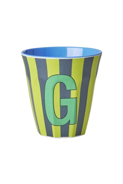 Melamin Tasse mit Buchstabe G Stripes multicolor blue medium