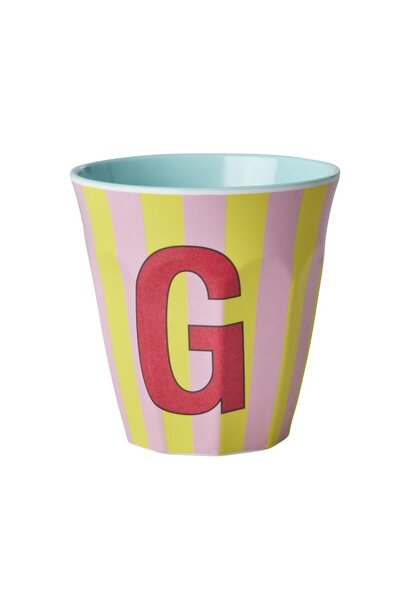 Melamin Tasse mit Buchstabe G Stripes multicolor pink medium