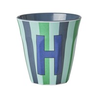 Melamine cup letter H Stripes multicolor blue medium