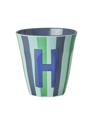 Rice Melamin Tasse Buchstabe H Stripes multicolor blue medium