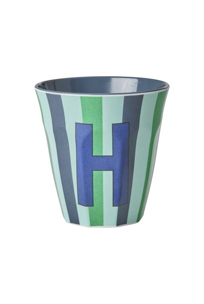 Melamin Tasse Buchstabe H Stripes multicolor blue medium