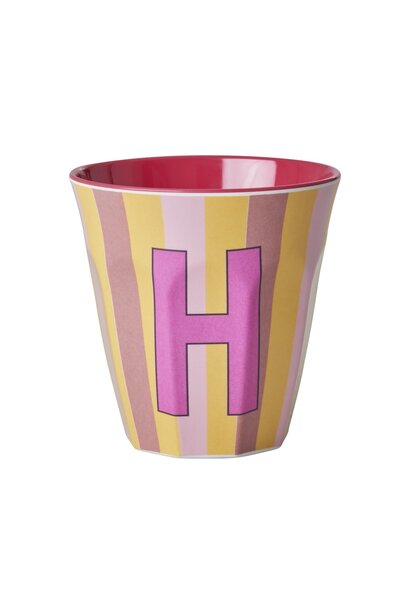 Melamin Tasse Buchstabe H Stripes multicolor pink medium