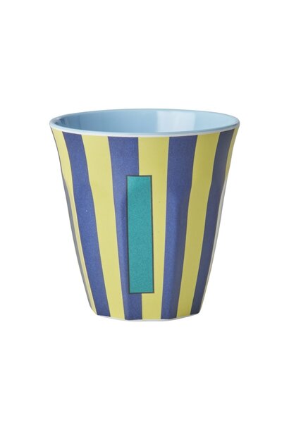 Melamin Tasse Buchstabe I Stripes multicolor blue medium