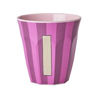 Melamin Tasse Buchstabe I Stripes multicolor pink medium
