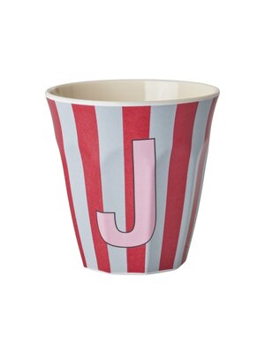 Rice Melamin Tasse Buchstabe J Stripes multicolor pink medium