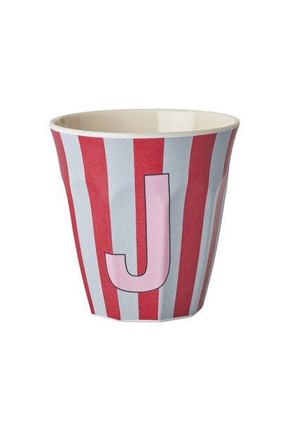 Melamin Tasse Buchstabe J Stripes multicolor pink medium