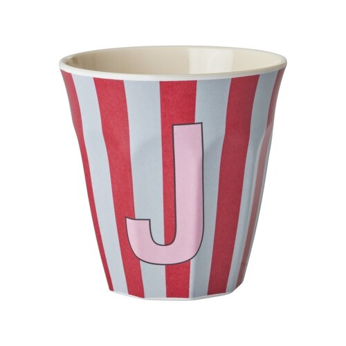 Rice Melamin Tasse Buchstabe J Stripes multicolor pink medium