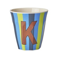 Melamine cup letter K Stripes multicolor blue medium
