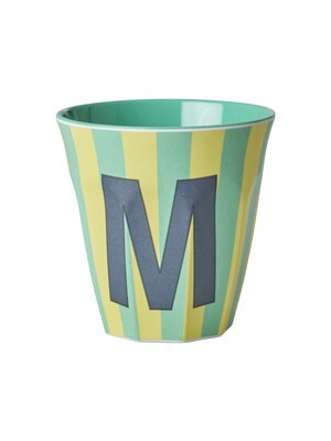 Rice Melamin Tasse Buchstabe M Stripes multicolor blue medium