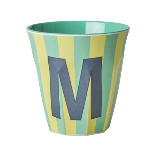 Rice Melamin Tasse Buchstabe M Stripes multicolor blue medium