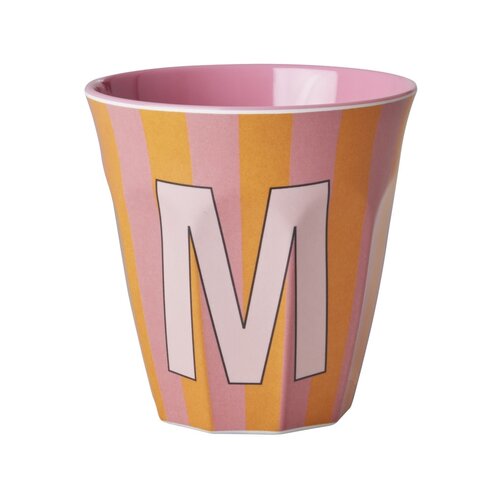 Rice Melamin Tasse Buchstabe M Stripes multicolor pink medium