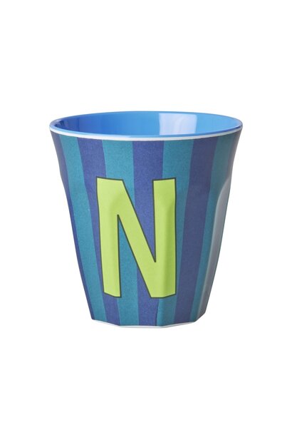 Melamine beker letter N Stripes multicolor blue medium