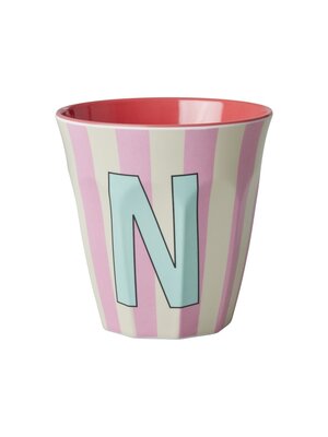 Rice Melamin Tasse Buchstabe N Stripes multicolor pink medium