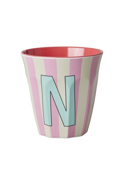 Melamin Tasse Buchstabe N Stripes multicolor pink medium