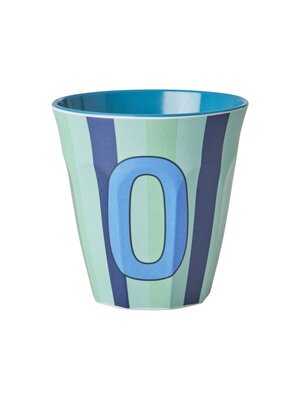 Rice Melamin Tasse Buchstabe O Stripes multicolor blue medium