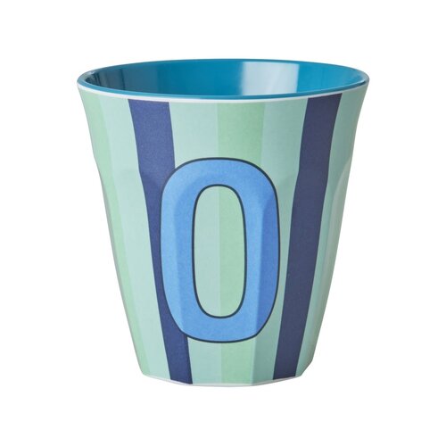 Rice Melamin Tasse Buchstabe O Stripes multicolor blue medium