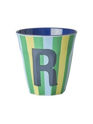 Rice Melamin Tasse Buchstabe R Stripes multicolor blue medium