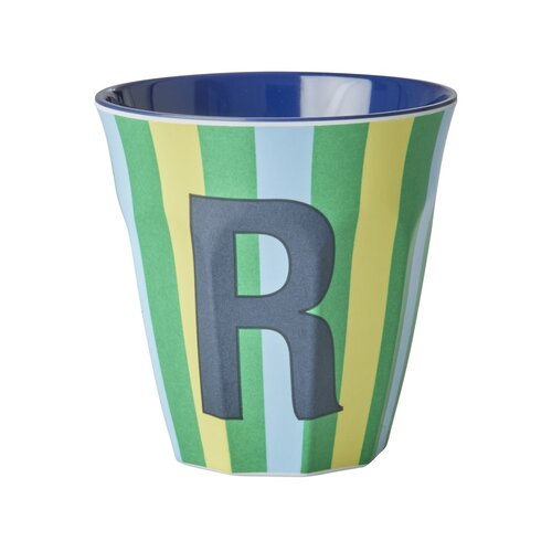 Rice Melamin Tasse Buchstabe R Stripes multicolor blue medium