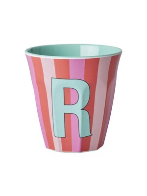 Rice Melamin Tasse Buchstabe R Stripes multicolor pink medium