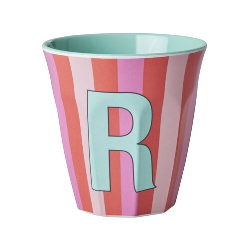 Rice Melamine beker letter R Stripes multicolor pink medium