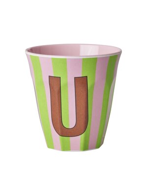 Rice Melamin Tasse Buchstabe U Stripes multicolor pink medium