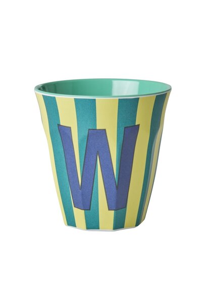 Melamin Tasse Buchstabe W Stripes multicolor blue medium