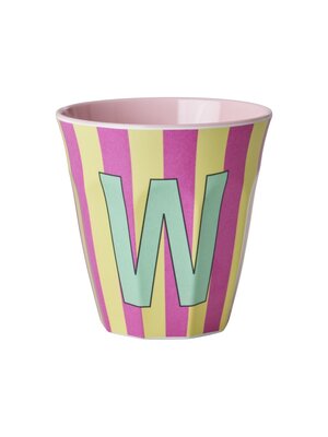 Rice Melamin Tasse Buchstabe W Stripes multicolor pink medium