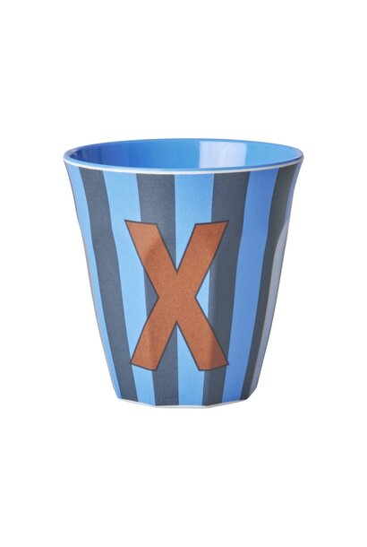 Melamin Tasse Buchstabe X Stripes multicolor blue medium