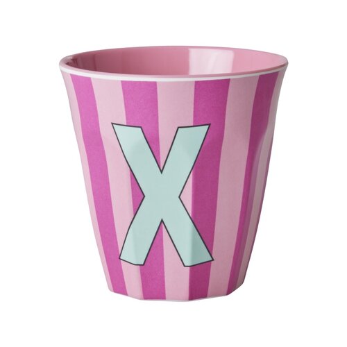 Rice Melamin Tasse Buchstabe X Stripes multicolor pink medium