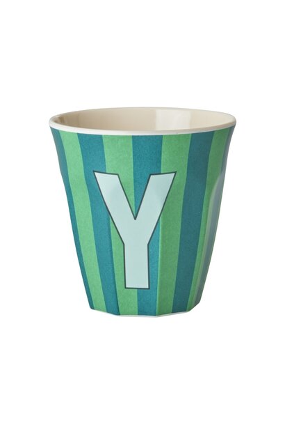 Melamine beker letter Y Stripes multicolor blue medium