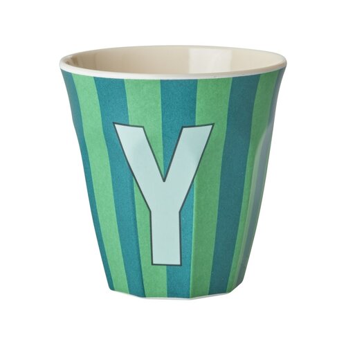 Rice Melamine beker letter Y Stripes multicolor blue medium