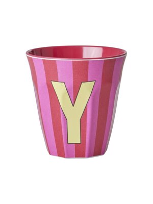 Rice Melamin Tasse Buchstabe Y Stripes multicolor pink medium